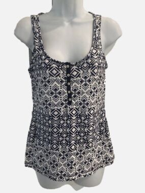 Banana republic Geometric Print Sleeveless Tank Top - Navy and White